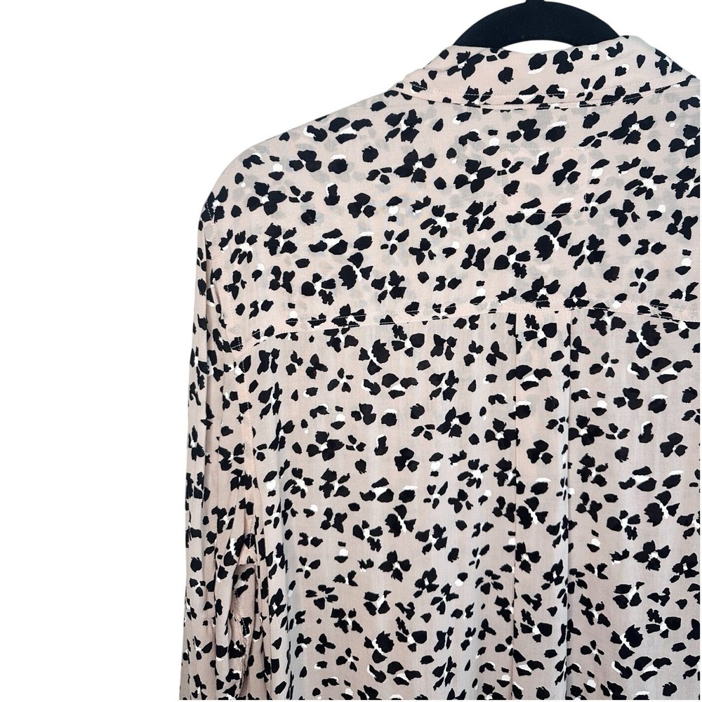 RAILS Anna Rose Floral Cheetah Blouse L Large Pink Black Rayon Button Up Shirt - Picture 9 of 16